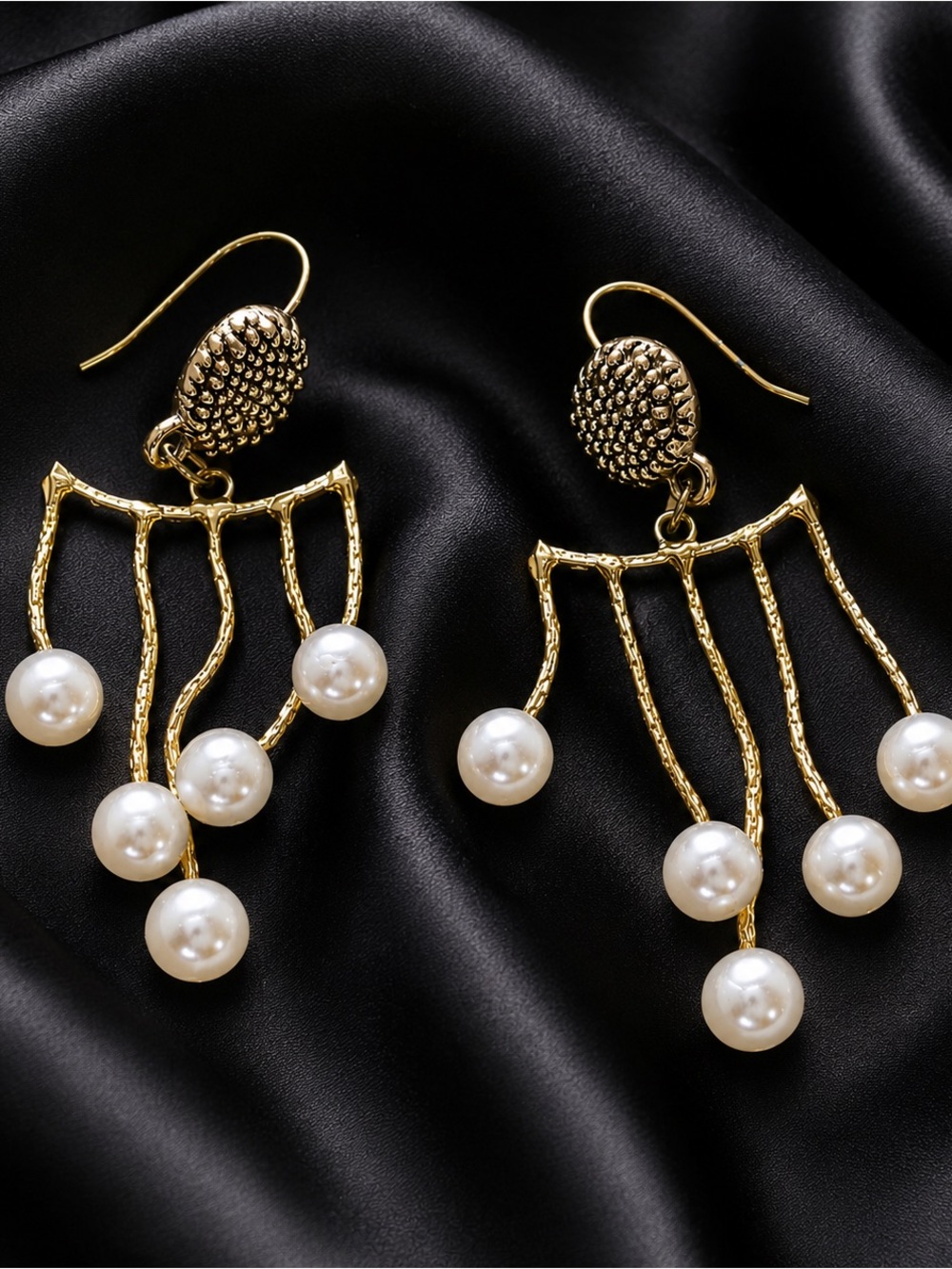 White Shell Pearl Earrings Handmade Dangle Elegant Gift
